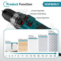 Taladro eléctrico sin escobillas YOFIDRA 650N.M de 13MM, destornillador inalámbrico Ice Powel Tools con función de impacto para batería Makita de 18V, juego de pines. - details 5