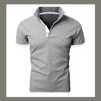 Polo de manga corta ajustado para hombre, camisa de cuello suave y sólido, trabajo, Golf, senderismo, informal, azul marino/blanco - details 9