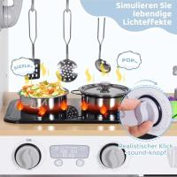 AuAg Juego de cocina de madera para niños pequeños, regalo de cocina de juguete para niños y niñas, juego de cocina, estufa y dispensador de agua con sonido - details 10