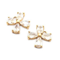 Colgantes de latón y circonita de Color dorado de 18K, varios dijes de flores, joyería artesanal de alta calidad, accesorios para collar y pendientes - details 27