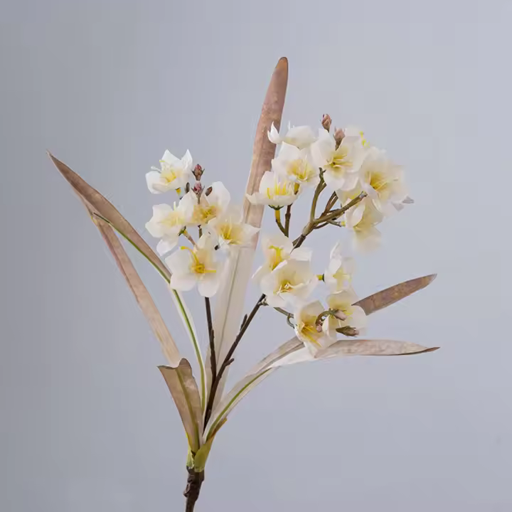 Rama de narciso Artificial de tacto Real, flor de narciso de seda hecha a mano elegante, flor falsa de lujo, escritorio para sala de estar - 1