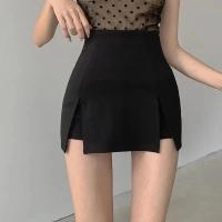 Falda corta con abertura para mujer, traje de oficina, minifalda negra de cintura alta, pantalones cortos de pierna ancha, novedad de verano - details 3
