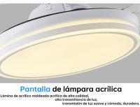 Disponible Ventilador de techo invisible con motor DC 6 velocidades Tecnología LED muy eficiente 72W Tres tonalidades, Mando a distancia con temporizador, Color e intensidad de luz regulables, Motor inverter verano/invierno ultra silencioso. - details 9