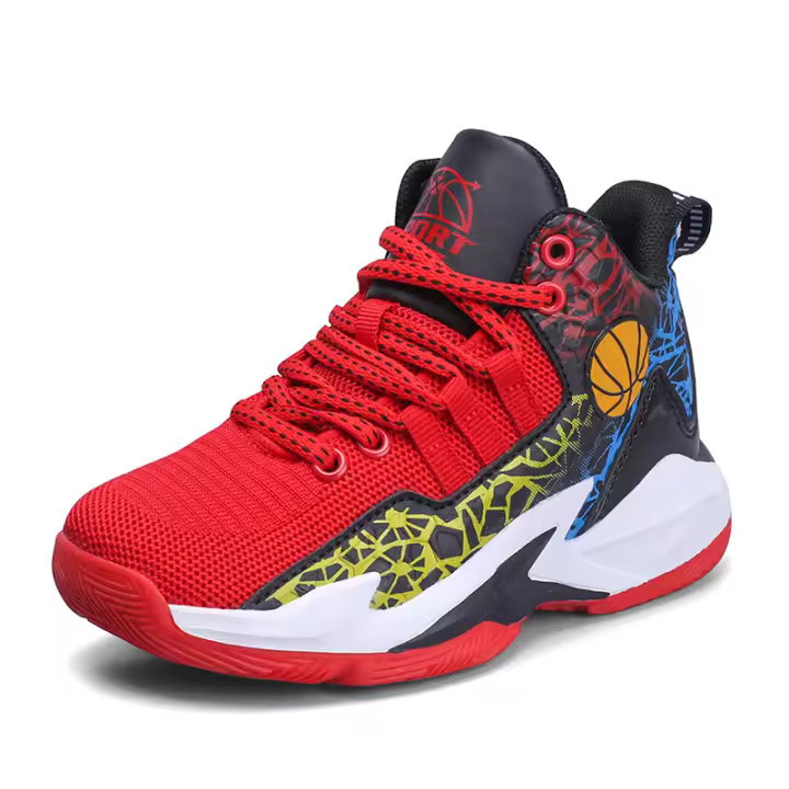 Zapatos de Baloncesto para Niños Transpirables Zapatillas de Tenis de Cuero Antideslizantes - 1