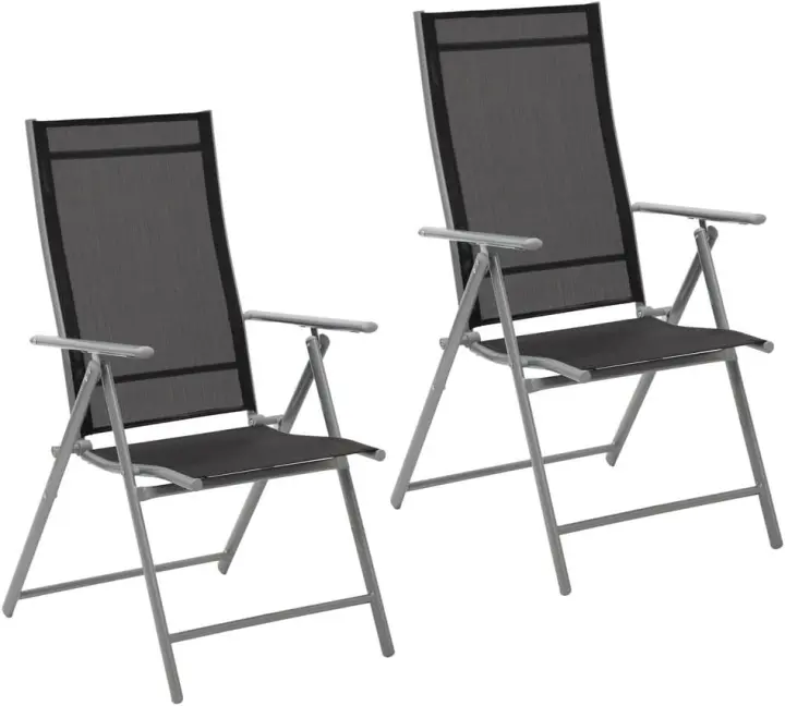 Sillas de Camping Plegables y Reclinables 7 Posiciones Acero Gris Epoxi Anticorrosión - 1