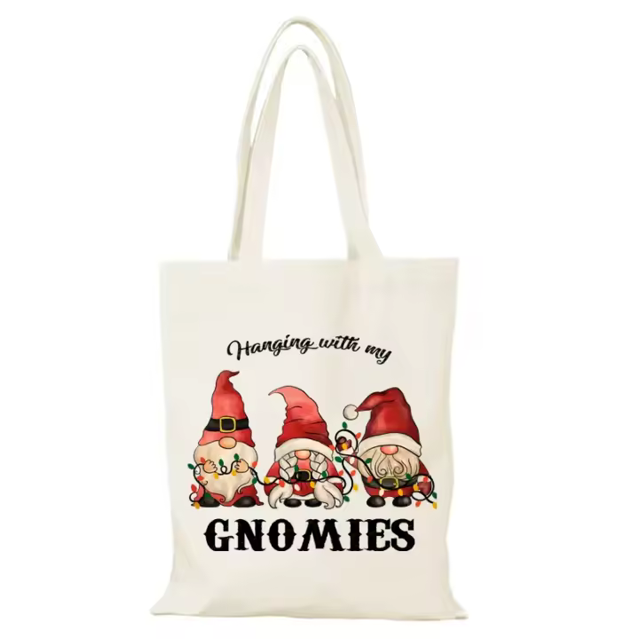 Bolso de mujer con dibujos animados, bolso de mano para mujer, regalo de Feliz Navidad y Año Nuevo, bolsos de señora, bolso de compras ecológico, tela de lona - 1