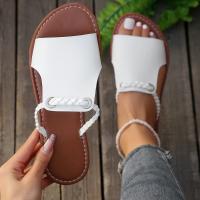 Chanclas de cuero para mujer, Sandalias planas a la moda de marca de verano, sandalias de diseñador, talla grande 43, nuevas - details 2