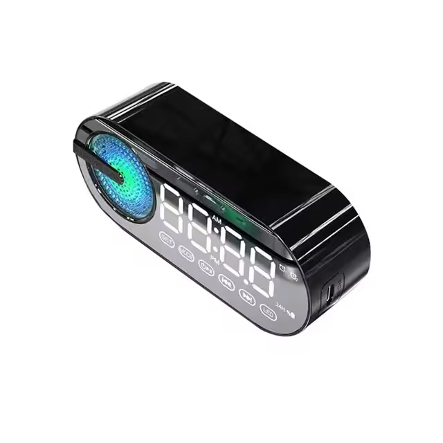 Reloj Despertador Mini Bluetooth Altavoz de Sonido Portátil con Subwoofer y Lámpara LED - 1