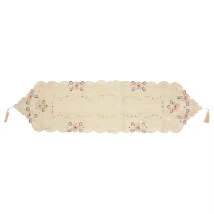 Camino de mesa bordado Floral, mantel con patrón de flores #2, 40x150cm, nuevo - 1