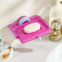 Caja de jabón giratoria creativa, contenedor de jabón de baño autodrenante montado en la pared, jabonera de plástico antideslizante con drenaje de agua para cocina - details 10