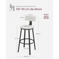 Taburetes de Bar Altos con Resalón Juego de 2, Acero, Montaje Fácil, Industrial, Marrón Rústico y Negro LBC026B01V1 - details 31