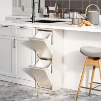 Organizador de Cocina Sollentuna Cubo de Basura 2x14 L Instalación Murál Metal Plástico 93x33x25cm - details 1
