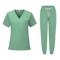 Muchos colores, conjuntos de uniformes para enfermería con cuello en V para mujer, uniforme médico morado menta, pantalones de pierna para correr, conjuntos de enfermeras médicas - details 12
