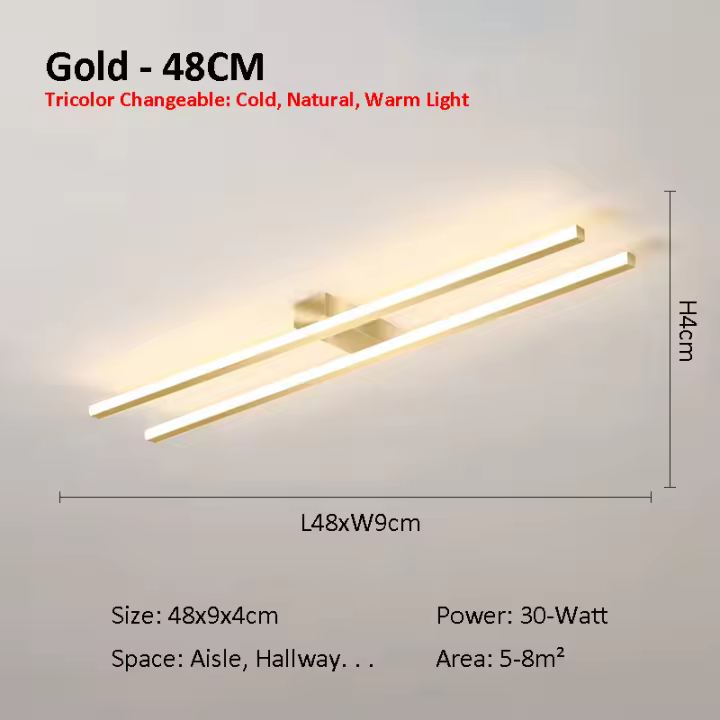 LEFAN-tira de lámpara de techo de 78CM, luz Led de diseño moderno para habitación, pasillo, guardarropa, sala de estar - 1
