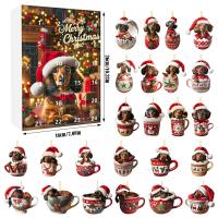 Calendario de Adviento de Navidad 2024,con 24 encantadores colgantes de perro salchicha, adornos de árbol de Navidad para decora - details 6