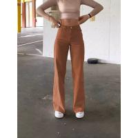 Nuevos Pantalones Casuales De Cintura Alta Para Mujer 2024 Estilo Recto Lavado Color Sólido Ajustados Todo Acabado - details 3