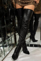 Botas Largas de Moda para Mujer 2025 Punta Afilada, Tacón Alto, Delgado Cuero Sintético - details 12