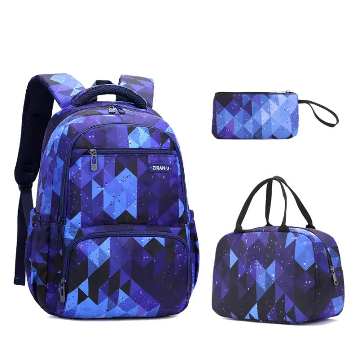 Mochilas escolares para niños de primaria, juego de 3 mochilas de nailon para adolescentes, lonchera y estuche para lápices - 1