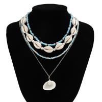 Collar multicapa de concha colgante Vintage, accesorios Y2K de estilo bohemio, cadena de clavícula de concha, gargantilla de estrella de mar y perlas, regalo - details 7
