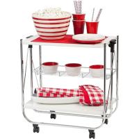 Servicio de cocina, almacenamiento, 2 estantes, 1 cesta de almacenamiento, con ruedas, cocina, sala de estar - Kitchen Wagon CW-005 - Marrón - details 20