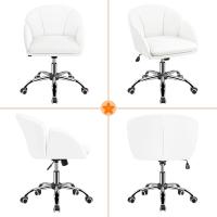 Oficina Ruedas Altura Ajustable MAX Carga 136 KG Despacho Estudio Blanco Piel Sintética - details 6