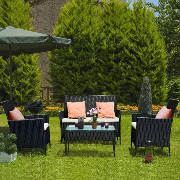 Juego de Muebles de Jardín al Aire Libre Conjunto de Mesa y Sillas de 4 Piezas - 1