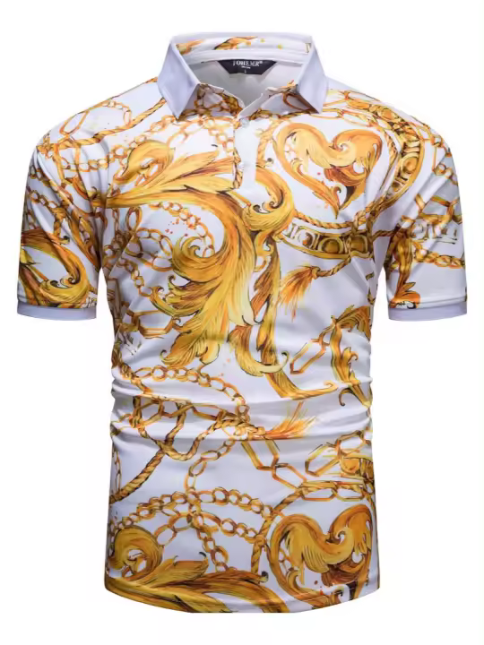Verano nueva moda de los hombres de europa y américa geométrica estampado floral manga corta blusa top - 1