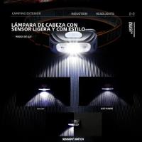 Faro LED con Sensor de movimiento, luz de cabeza de brillo ajustable, recargable por USB - details 0