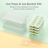 Bandeja para cubitos de hielo con tapa y contenedor Bandejas de cubitos de hielo de plástico de silicona para congelador con caja/contenedor Cubo helado para sopa, comida, cóctel, café - details 10
