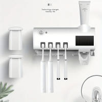 Soporte de Cepillo Dental de Inducción Multifuncional Caja de Almacenamiento de Pasta de Dientes Siquiada Automática Montaje en Pared Libre de Agujero Productos Peligrosos Normales con Batería - details 2