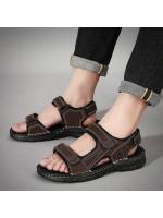 Sandalias de cuero para hombre, zapatos informales de verano para la playa, suaves y transpirables, talla grande - details 1