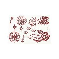 Cara marrón rojo pluma muñeca cuello herramienta de belleza tatuajes temporales encaje tatuajes falsos Henna tatuaje pegatinas flor tatuajes falsos - details 5