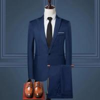 Conjunto de Pantalones y Abrigo para Hombre Traje de Negocios Ajustado de Manga Larga con Correa y Botones Únicos - details 7