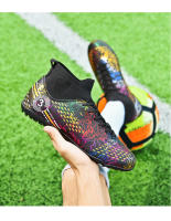 Zapatos de fútbol profesionales FG/TF para adultos, botas de fútbol de Punta larga antideslizantes, tacos altos de tobillo para niños pequeños, zapatillas de fútbol de hierba - details 24
