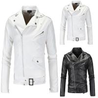 Abrigo de cuero de Pu para motocicleta, abrigo de cuero de Pu para motocicleta, versión coreana, ajustado, tendencia, hombres jóvenes y guapos, informal, con cuello levantado, Otoño e Invierno - details 1