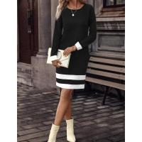 Nuevo suéter de punto con cuello de lunares Otoño Invierno con cintura y mangas largas para mujer, vestido cónico de manga larga. - details 6