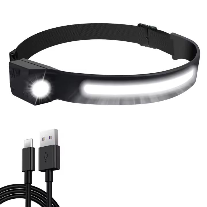 Faro LED impermeable recargable por USB de 5 estilos con correr, acampar, conducir - 1