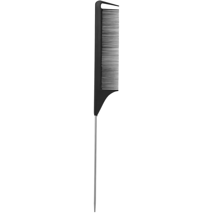Peine de dientes finos negros de moda novedosa, Pin de plástico y metal, peine de cola de rata antiestático, 220x28x4mm, 1 Uds. - 1