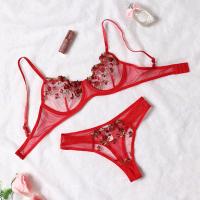 Conjunto de lencería Sexy exótica, sujetador de encaje transparente para mujer, tentación transparente, sujetadores florales bordados, conjuntos de ropa interior Push Up - details 7