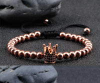 Casco Corona Pulsera Trenzada Mujer 5MM Oro y Plata Cuentas de Cobre Pulsera Ajustable Regalo de Cumpleaños para una Buena Amiga - details 5