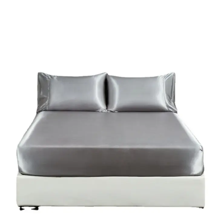 Sábana de satén de color seda simulada con sensación fresca, funda de cama, Funda de colchón - 1