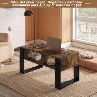 Mesa Centro Baja Mesa Auxiliar de 2 Niveles Mesita Lateral para Sofá Mesa de Café con Comodidades - details 6