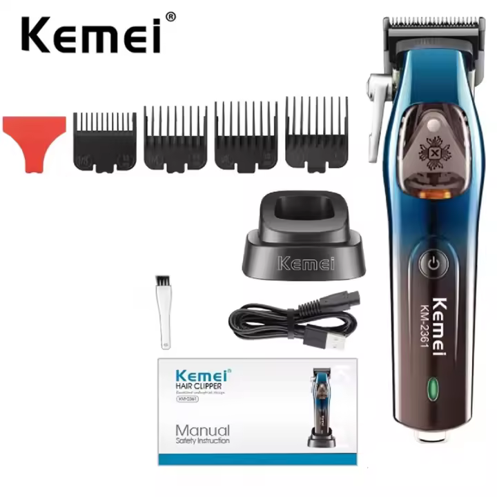 Kemei-cortadora de pelo profesional para peluquero, maquinilla eléctrica para cortar el pelo inalámbrica de 10000RPM, Motor magnético de alta velocidad - 1
