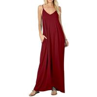 Vestido largo suelto de color sólido para mujer - details 1
