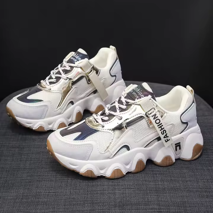Nuevos zapatos deportivos coreanos transpirables, zapatos de mujer para correr con suela gruesa para estudiantes - 1