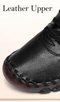 Zapatos de marca antideslizantes para mujer, zapatillas de cuero suave, mocasines cómodos sin cordones, zapatos para mamá con hilo de coser a mano - details 5