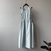 Vestido coreano con cintura con cordón para mujer, vestido sin mangas adelgazante con cuello redondo de verano - details 1