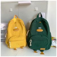 Dibujos animados estilo japonés ins lindo patito mochila femenina de pana informal mochila de campus estudiante universitario de secundaria. - details 17