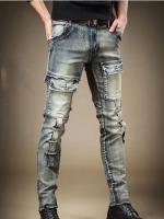 Jeans Moto Denim Vintage Azul Pantalones de Moda para Hombres de Alta Calidad con Bolsillos Elásticos Ropa de Calle de Otoño Nueva - details 6