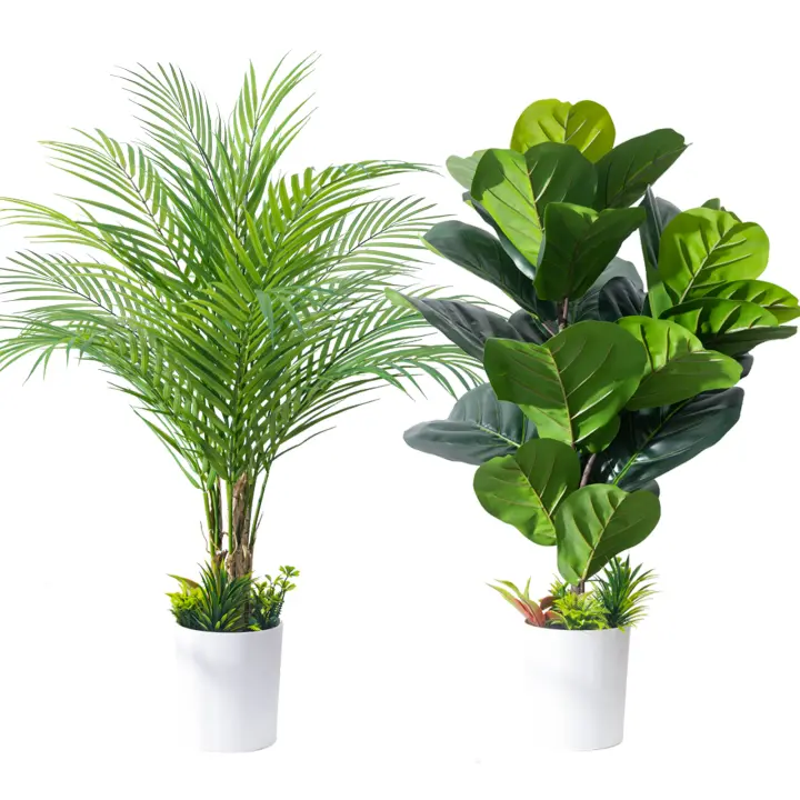 Palmera Artificial alta para interiores, Higo falso, planta Tropical de imitación, hoja de Violín de plástico, decoración para el hogar, sala de estar y oficina - 1